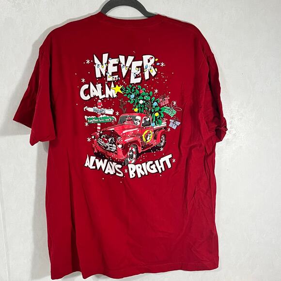 Buc-ees Never Calm Always Bright Christmas t-shirt Unisex XL - Picture 3 of 5